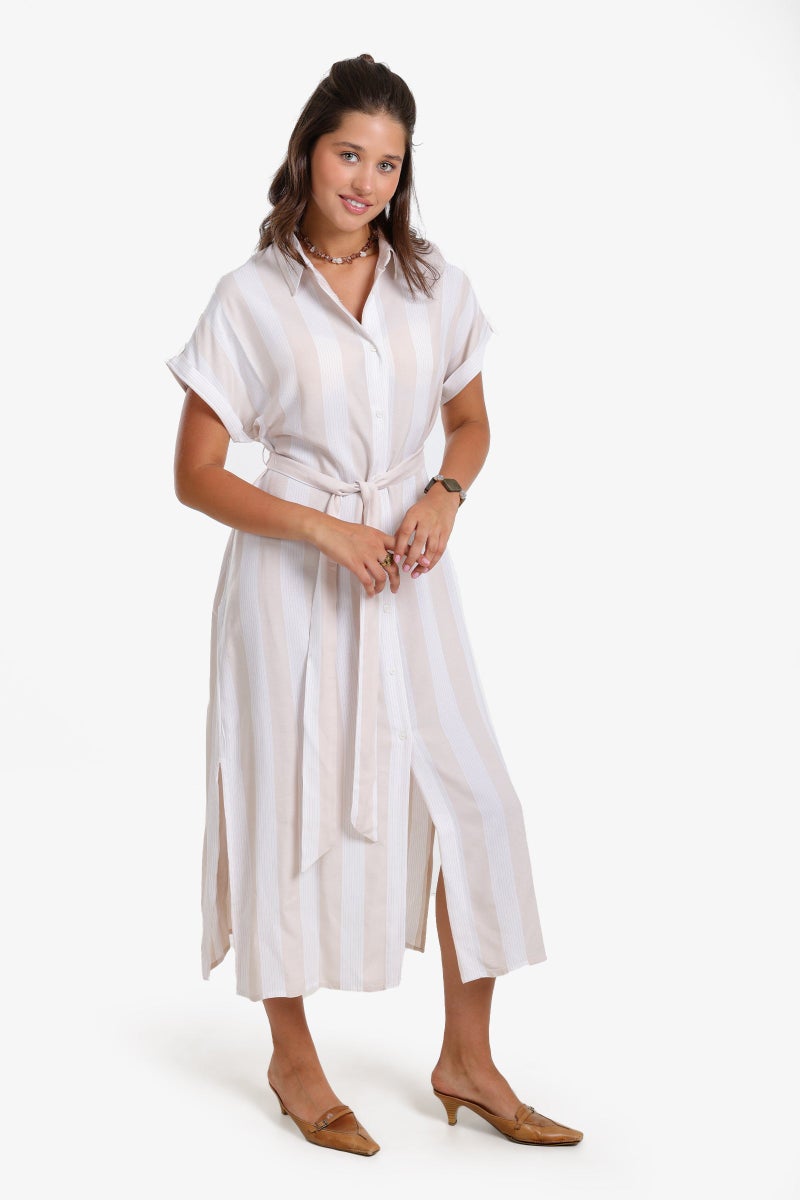 Clue Voile Striped Shirt Dress - Image 1